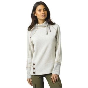 Prana Cream Cowl Neck Sweater with Button Details